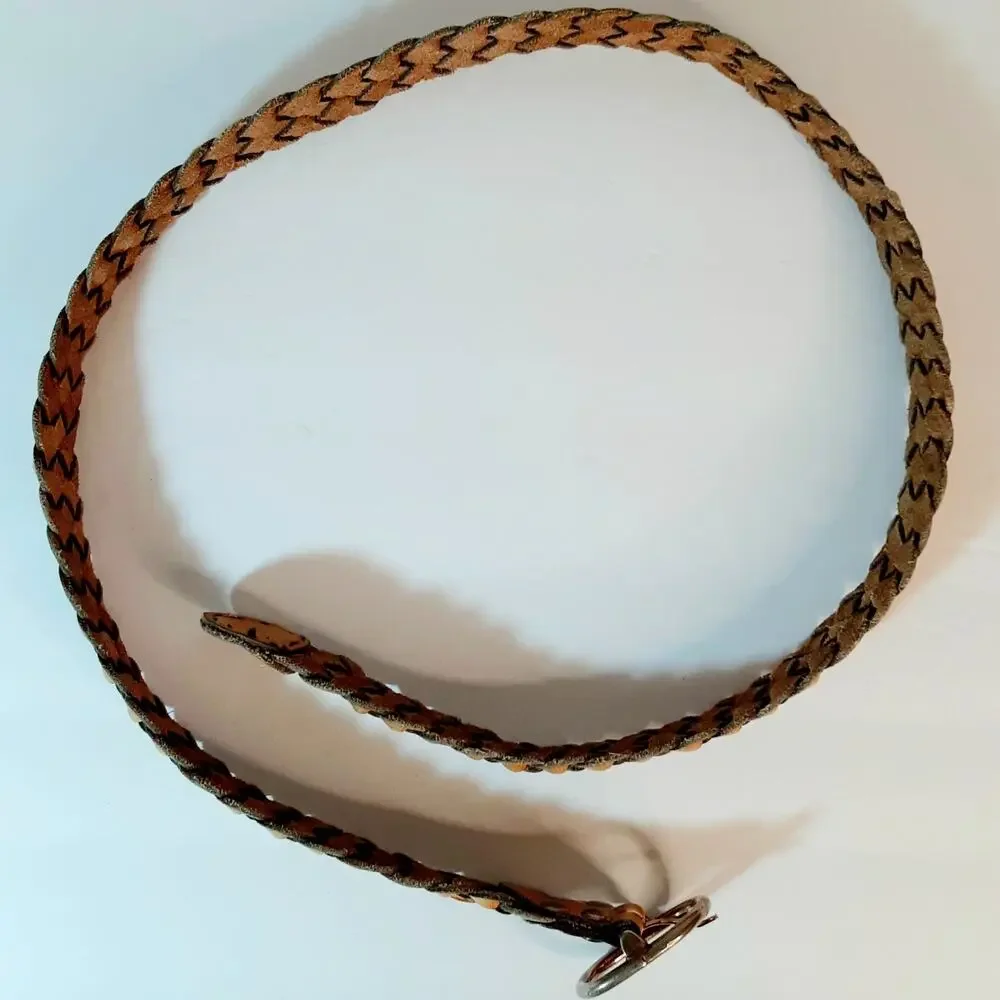 💎Chunky Wide Braided Genuine Leather Belt Natural Tan Caramel Color